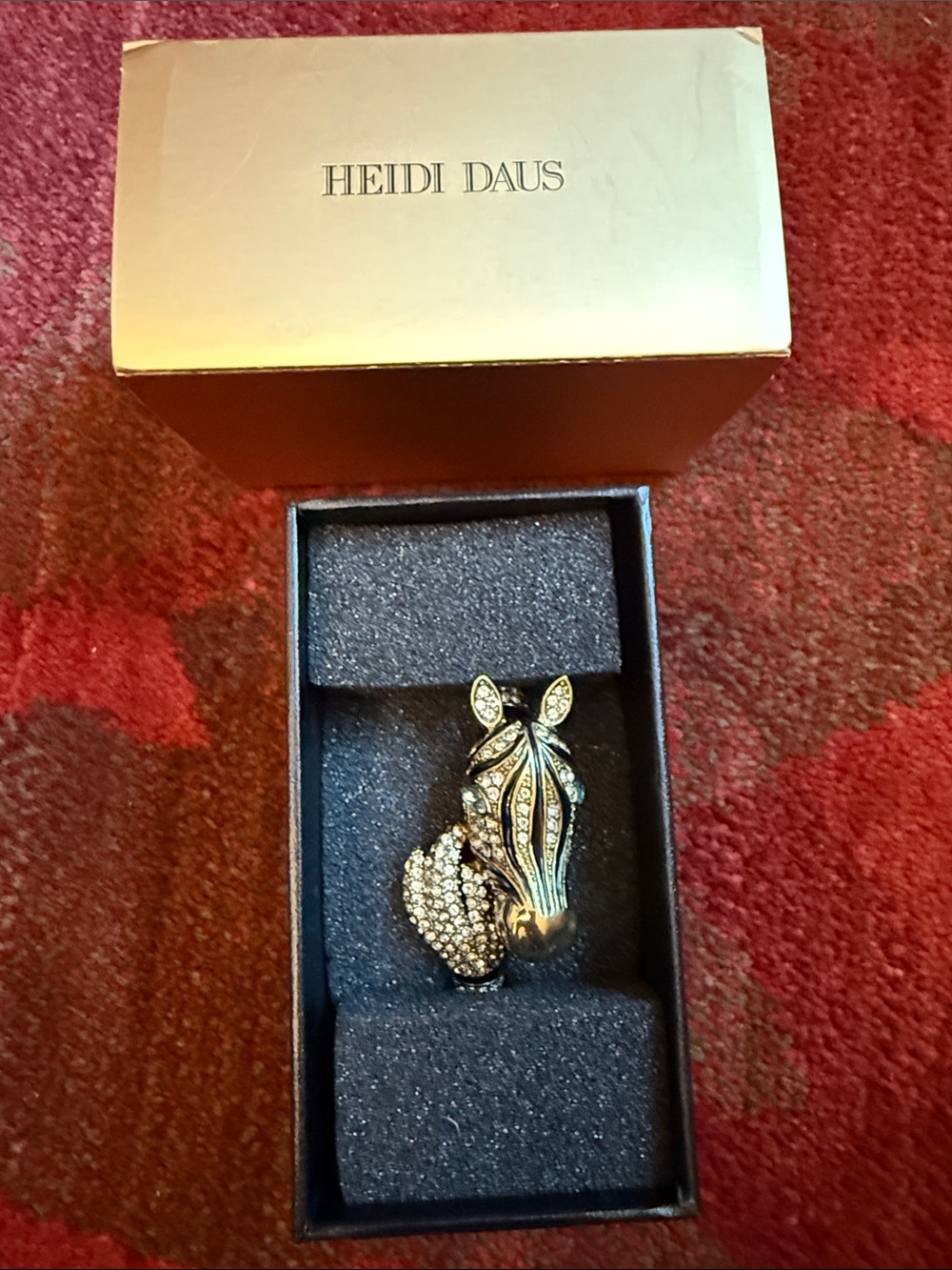 Heidi Daus Gold-Tone Zebra Head bracelet with Clear Crystals